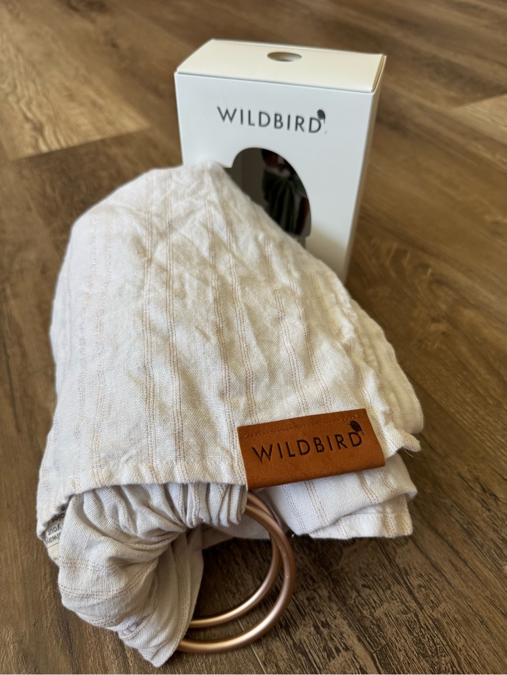 WildBird Light Natural Linen-Style Sling with Rose Gold Rings
